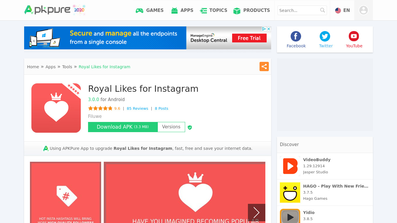 Royal Likes For Instagram Landing page