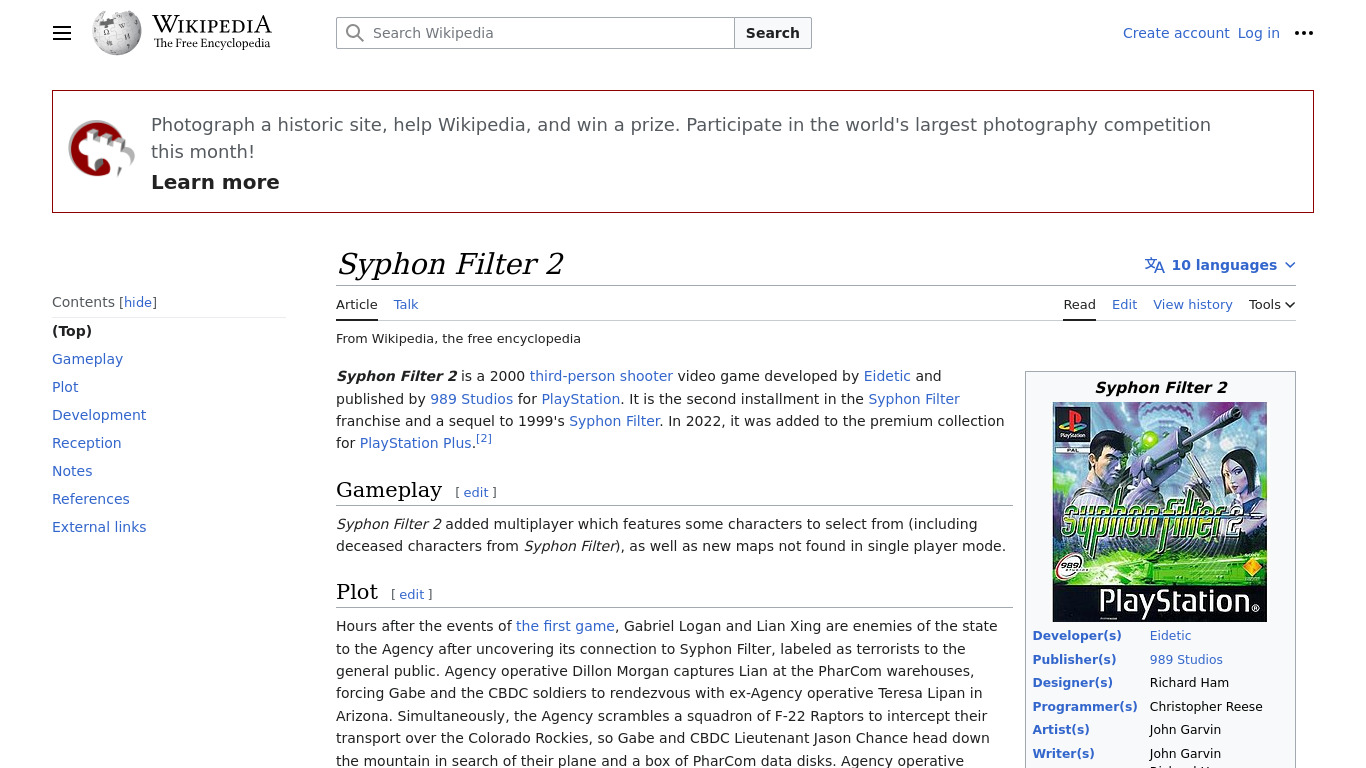 Syphon Filter 2 Landing page