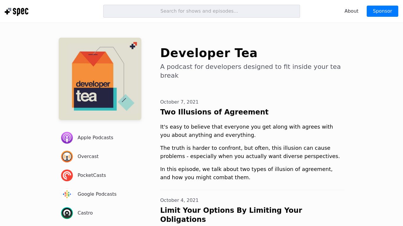 Developer Tea Landing page