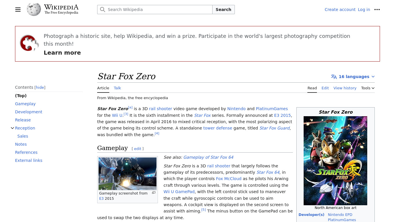 Star Fox Zero Landing page