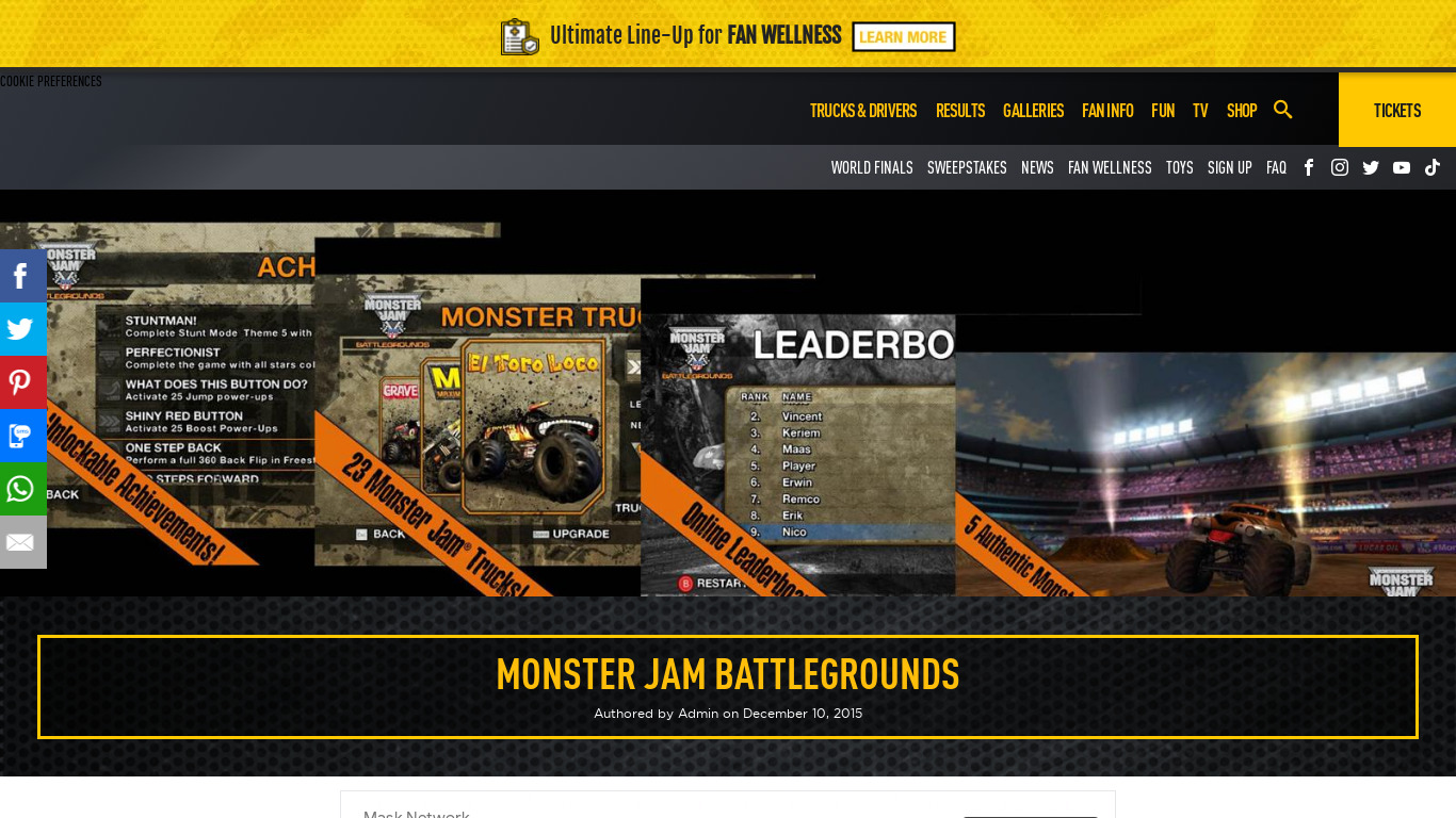Monster Jam Battlegrounds Landing page