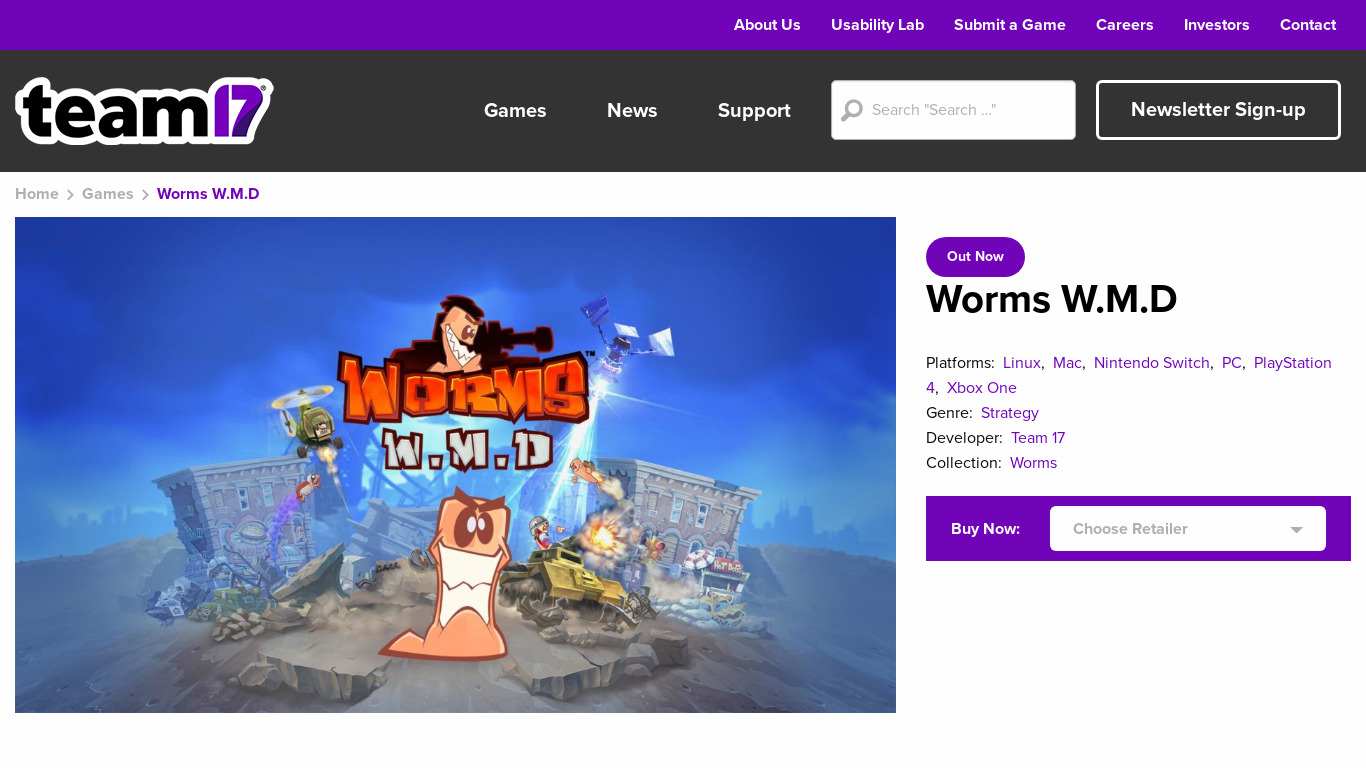 team17.com Worms WMD Landing page
