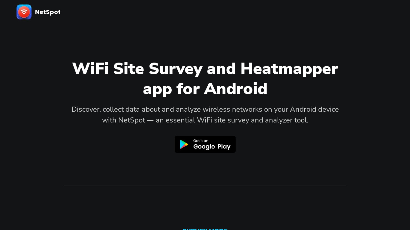 NetSpot for Android Landing page