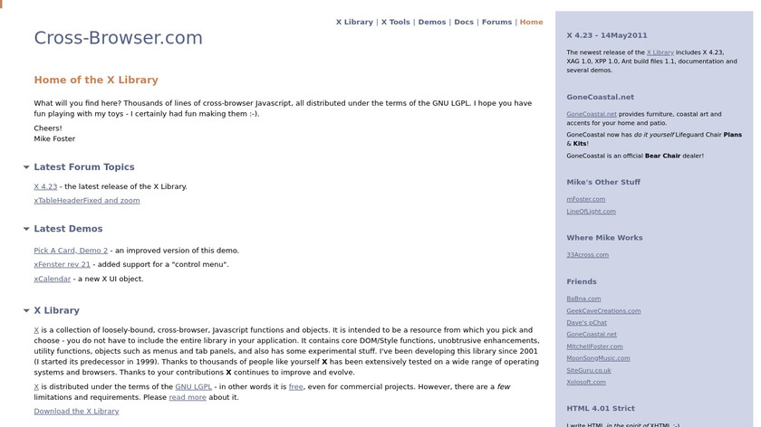 X Library Landing Page