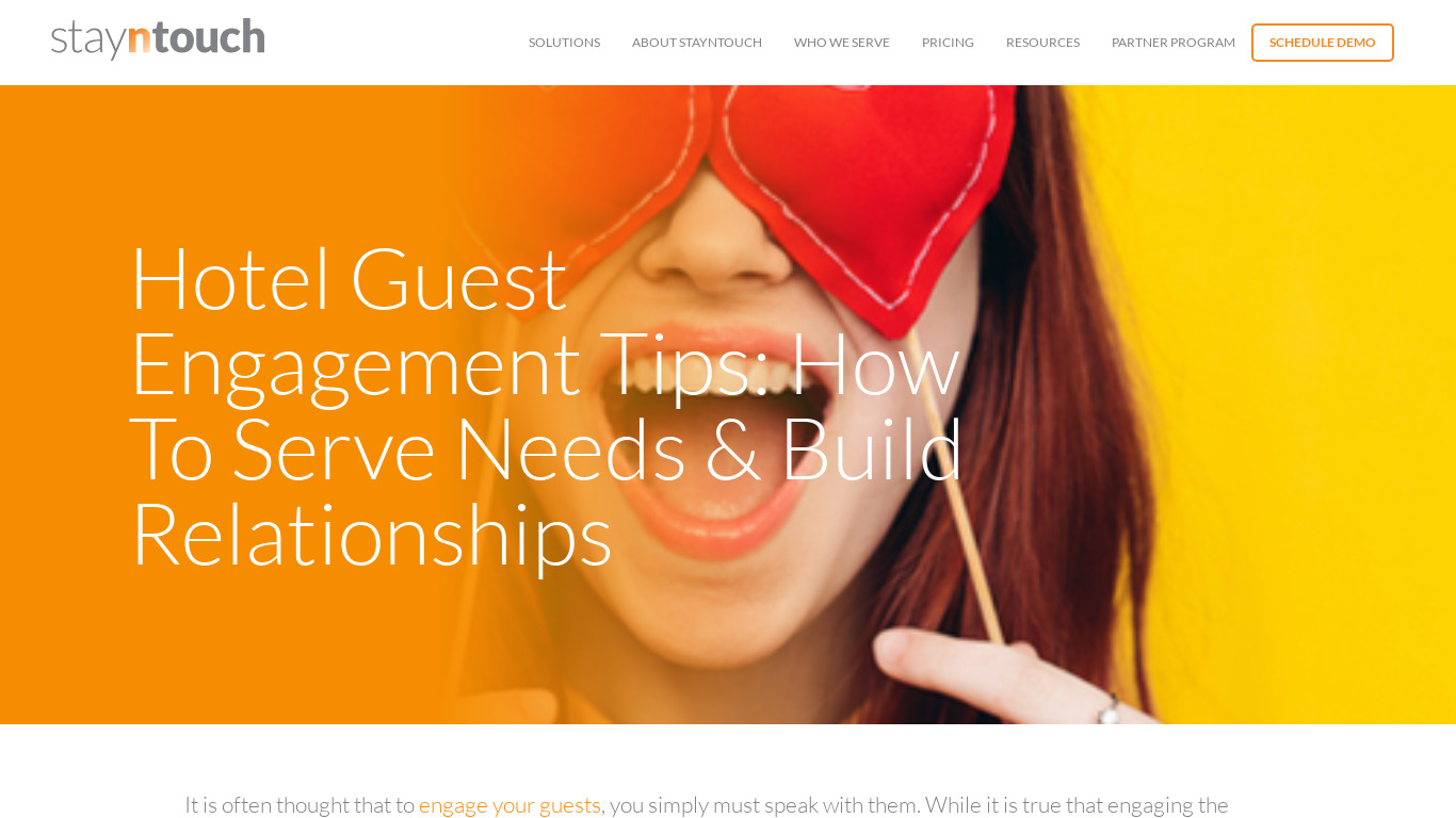 Guest Engage Landing page