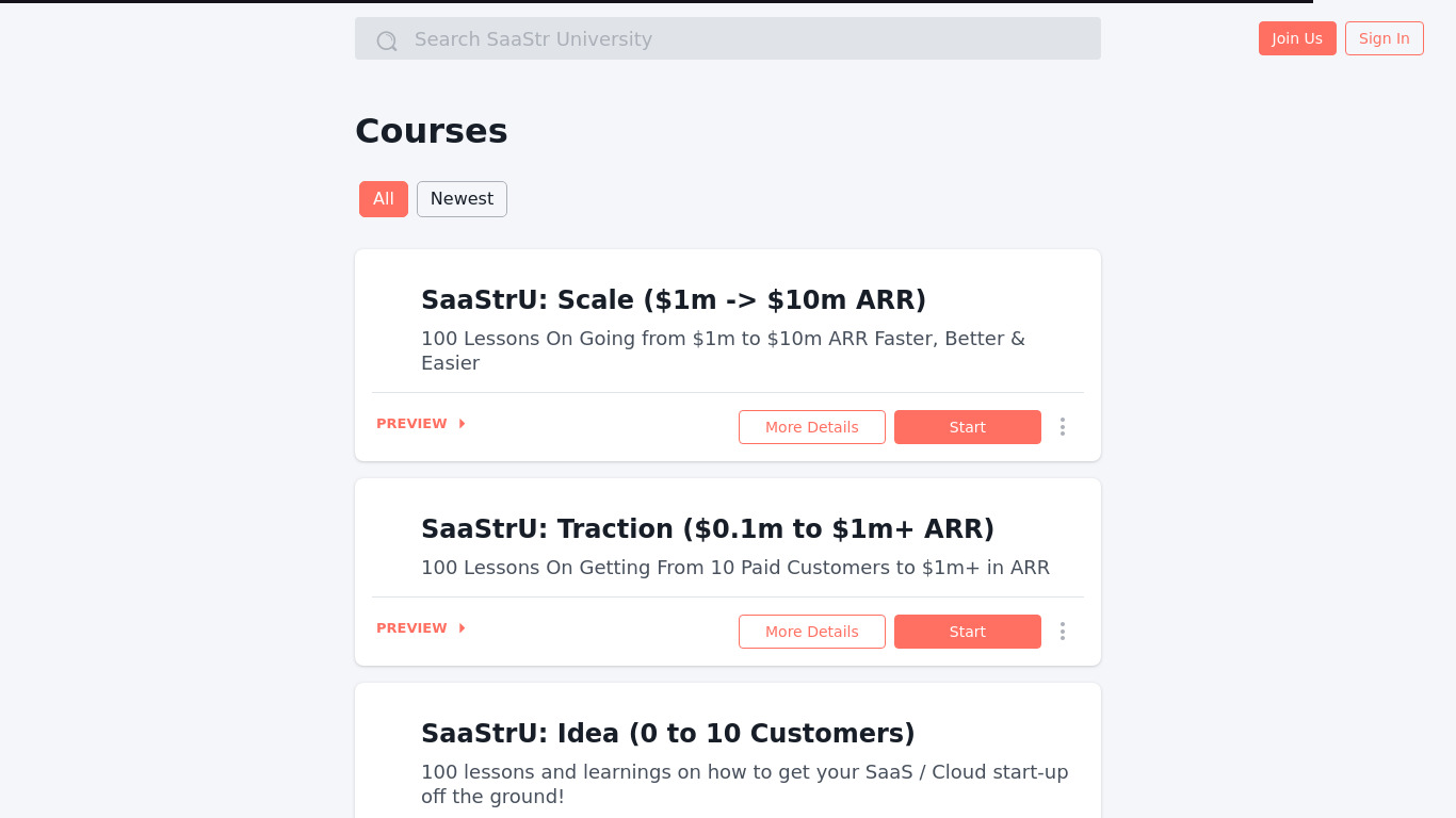 SaaStr University Landing page