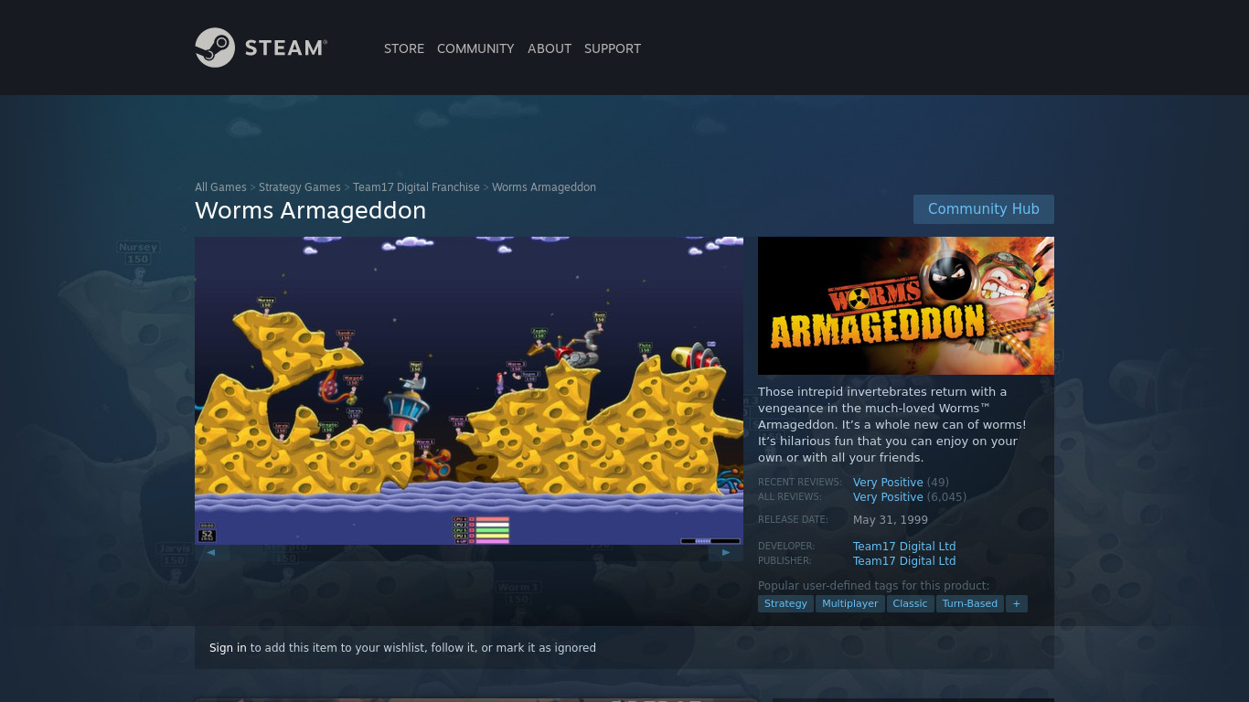 Worms Armageddon Landing page