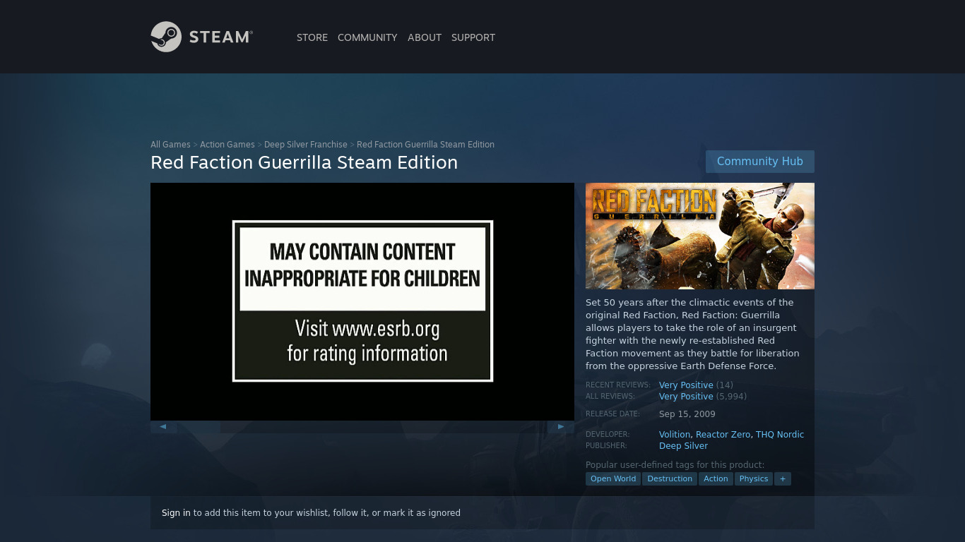 Red Faction: Guerrilla Landing page