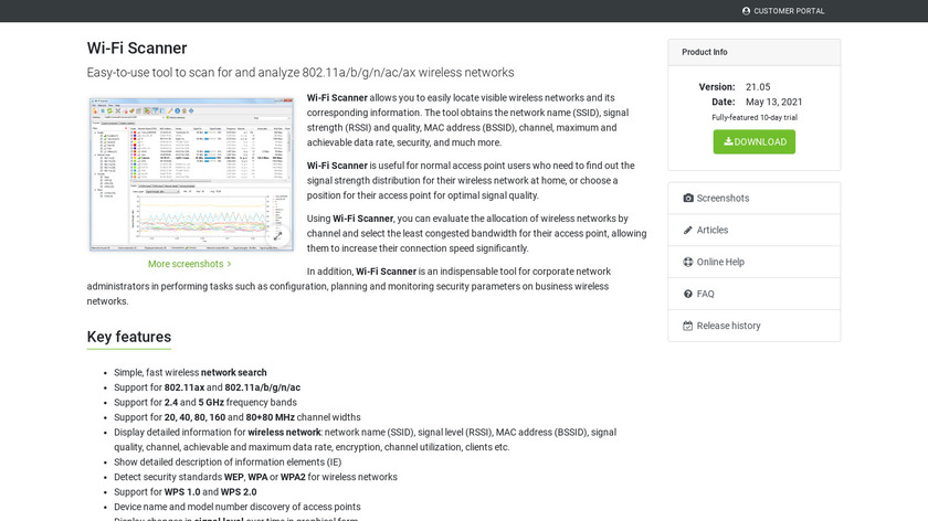 Lizard Systems WiFi Scanner Landing Page