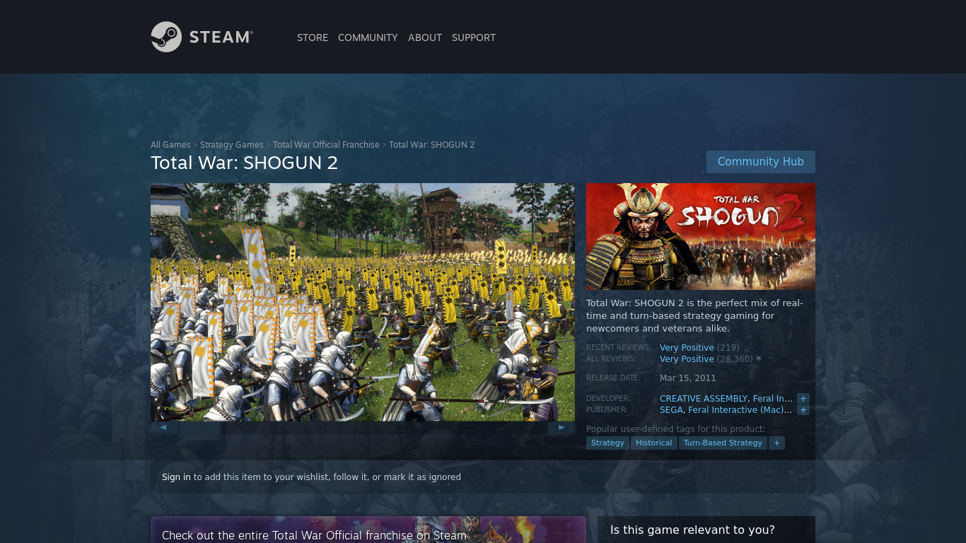 Total War: SHOGUN 2 Landing page