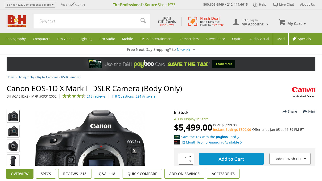 Canon EOS-1D X Mark II Landing page