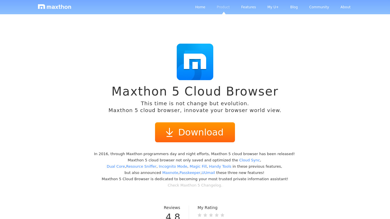 maxthon.com MX5 Browser Landing page