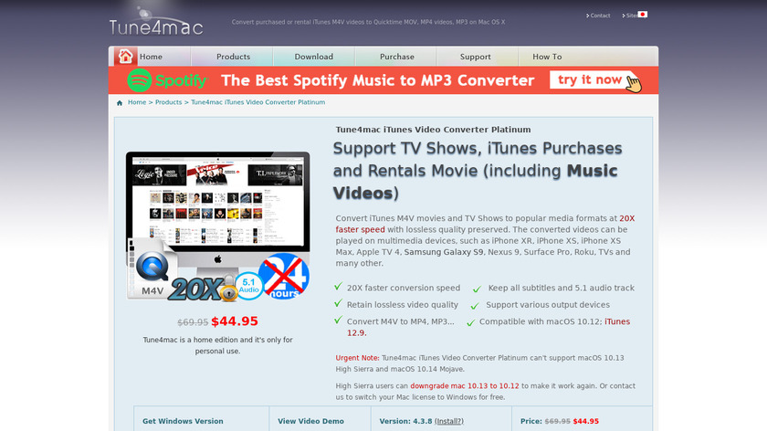 Tune4mac iTunes Video Converter Platinum Landing Page