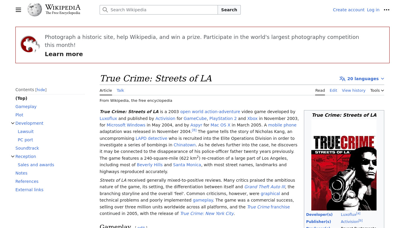 True Crime: Streets of LA Landing page