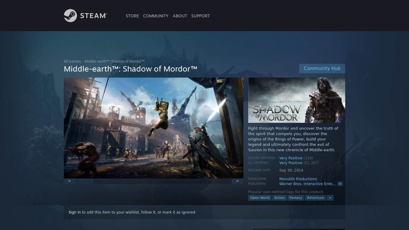 Middle-earth: Shadow of Mordor Landing page