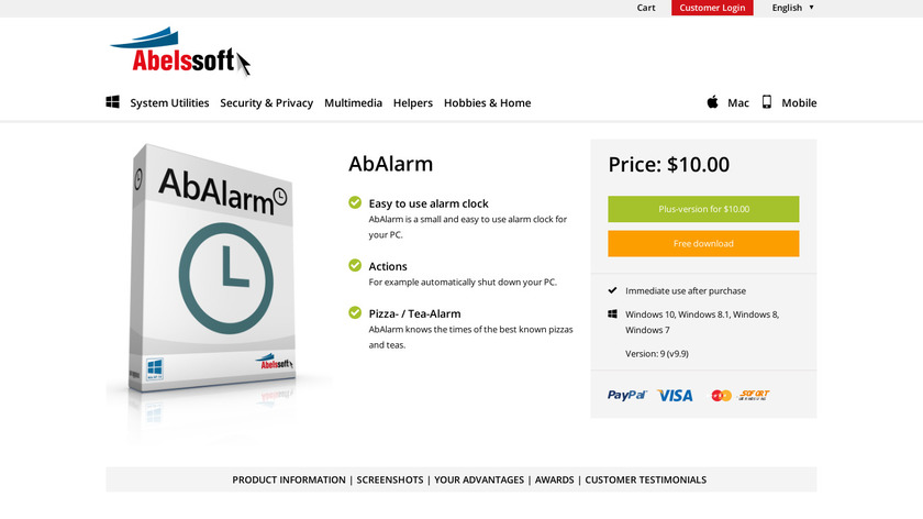 abelssoft.de AbAlarm Landing Page