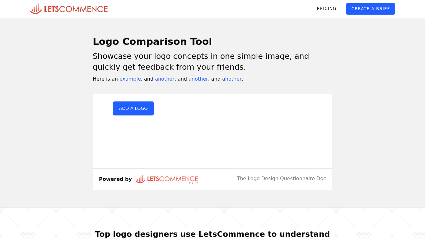 Logo Comparison Tool Landing page