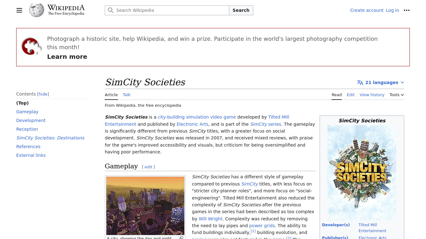 SimCity Societies Landing page