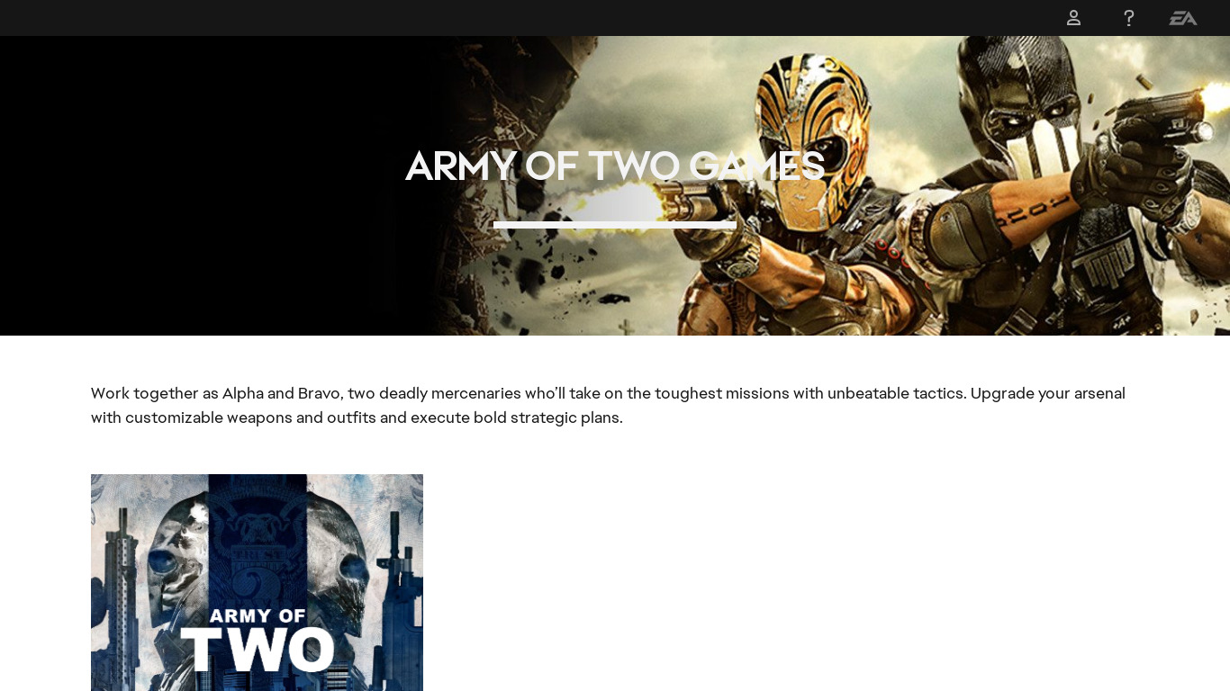 Army of Two Landing page