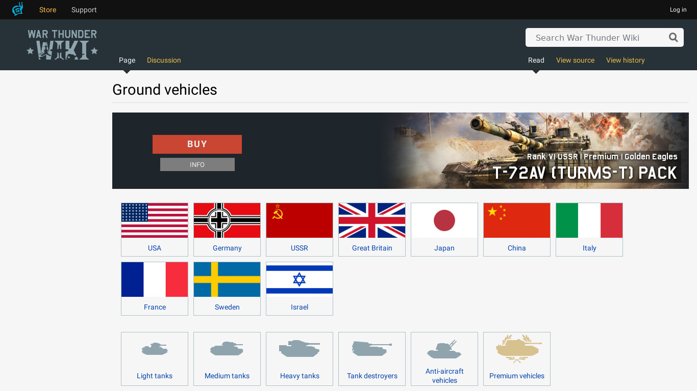 War Thunder Tanks Landing page