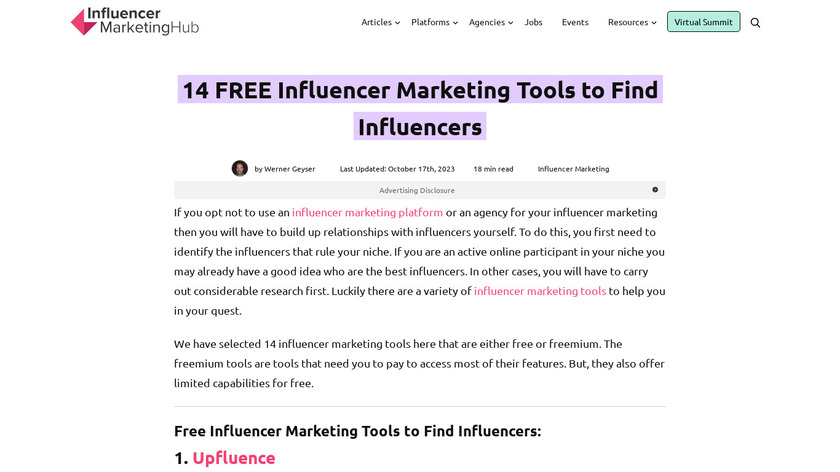 Influencer Marketing Service and Tools Landing Page