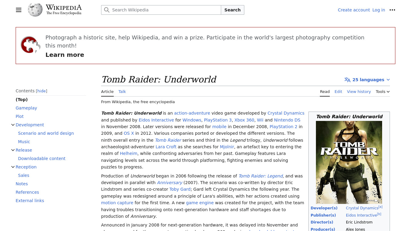 Tomb Raider: Underworld Landing page