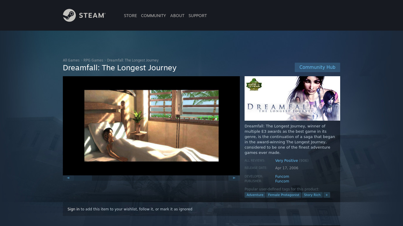 Dreamfall: The Longest Journey Landing page