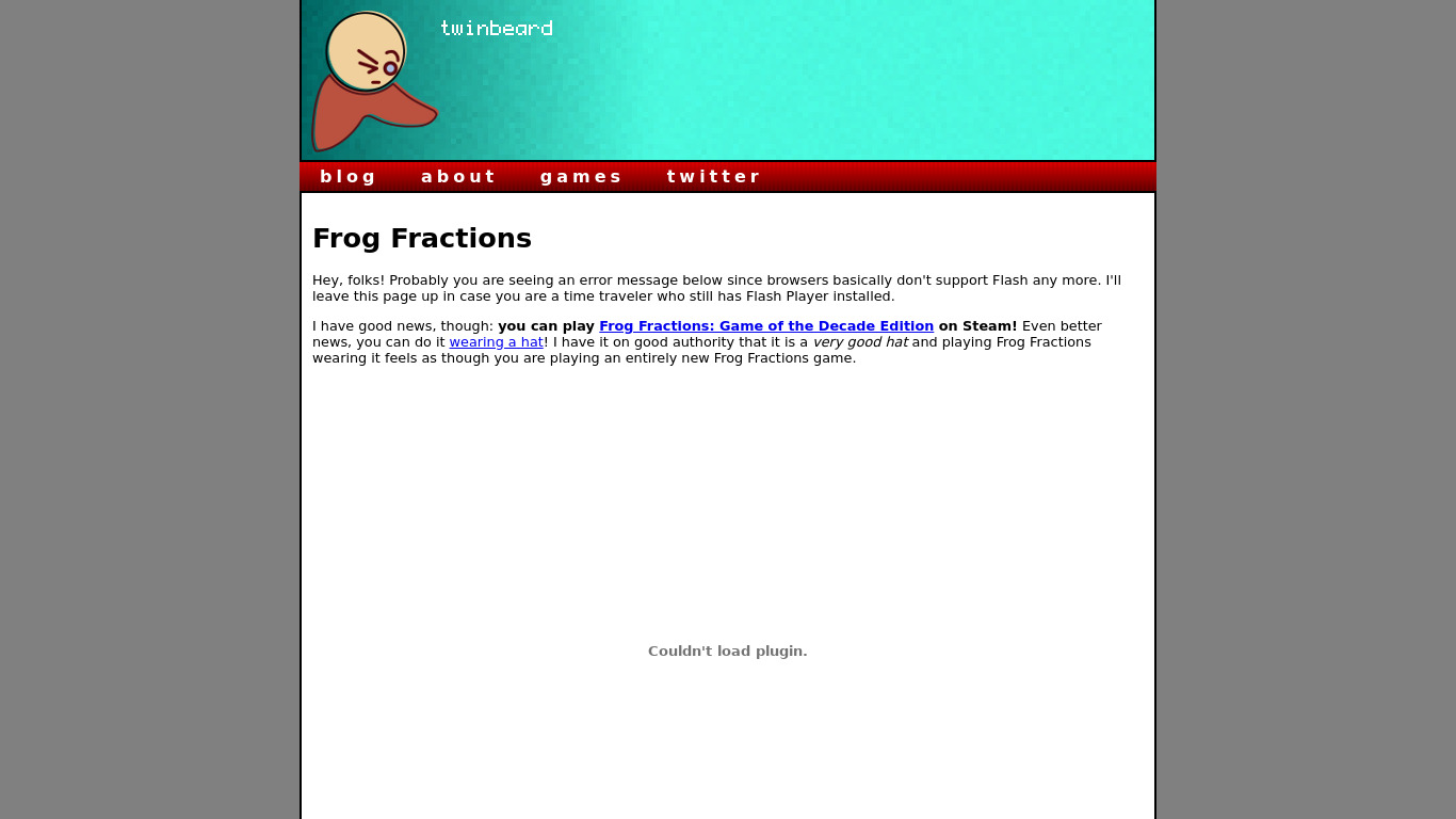 Frog Fractions Landing page