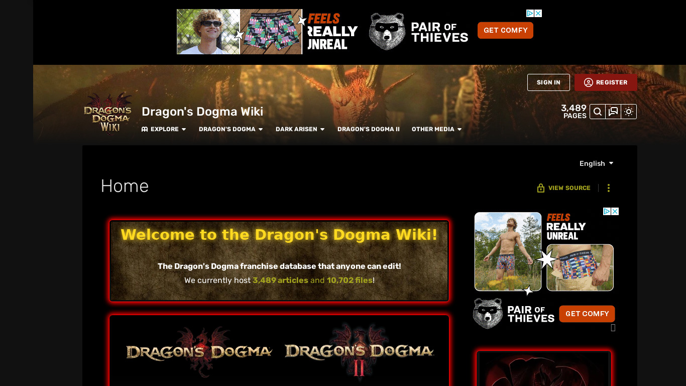 Dragon’s Dogma Landing page