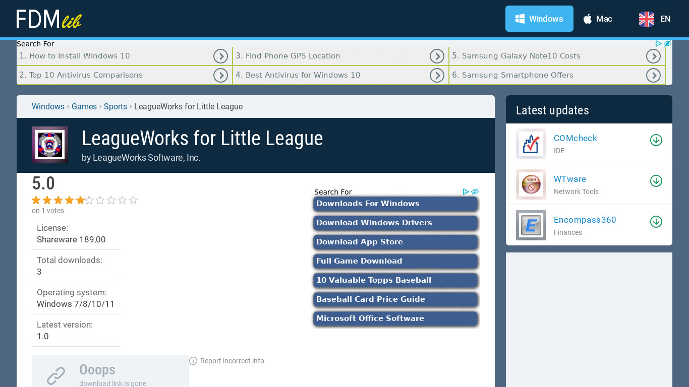 LeagueWorks Landing page
