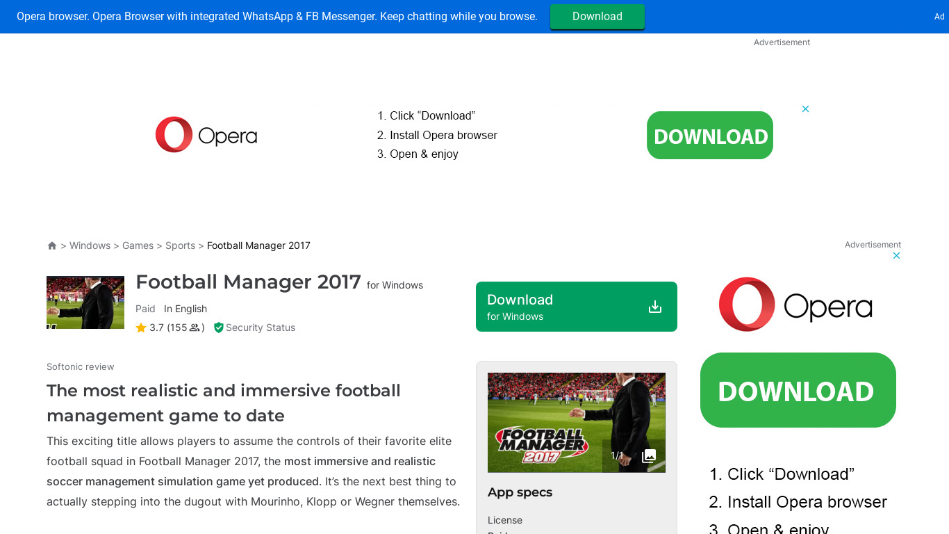 Football Manager 2017 Landing page