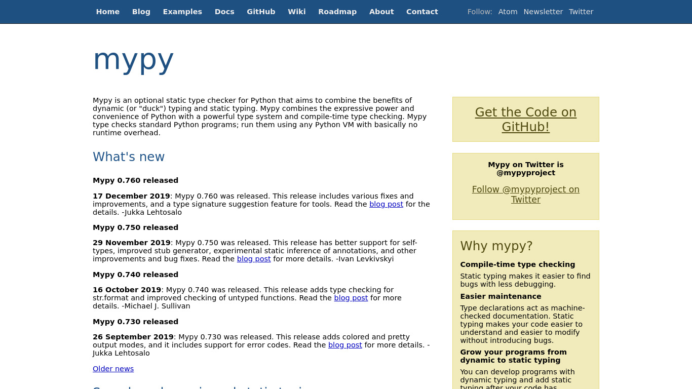 mypy Landing page