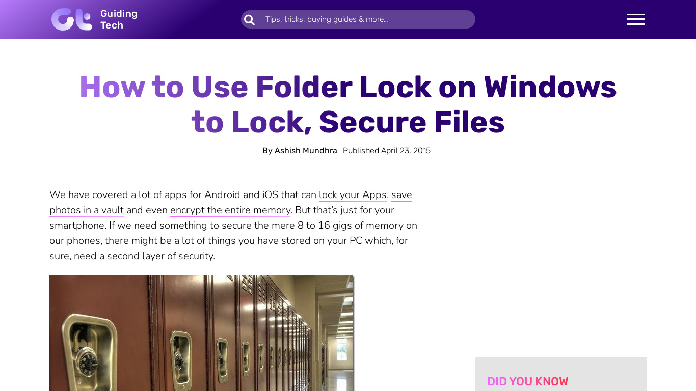 My Folder and File Locker Landing page