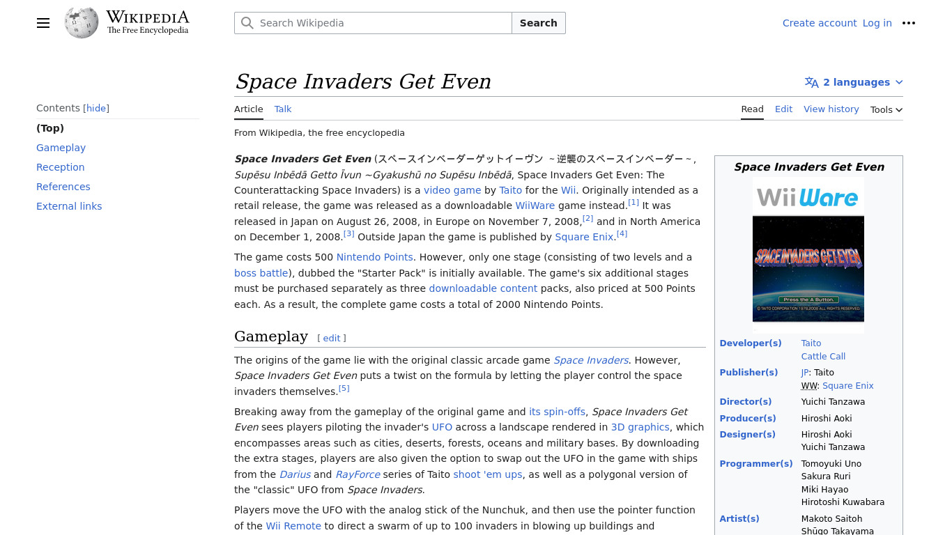 Space Invaders Get Even Landing page