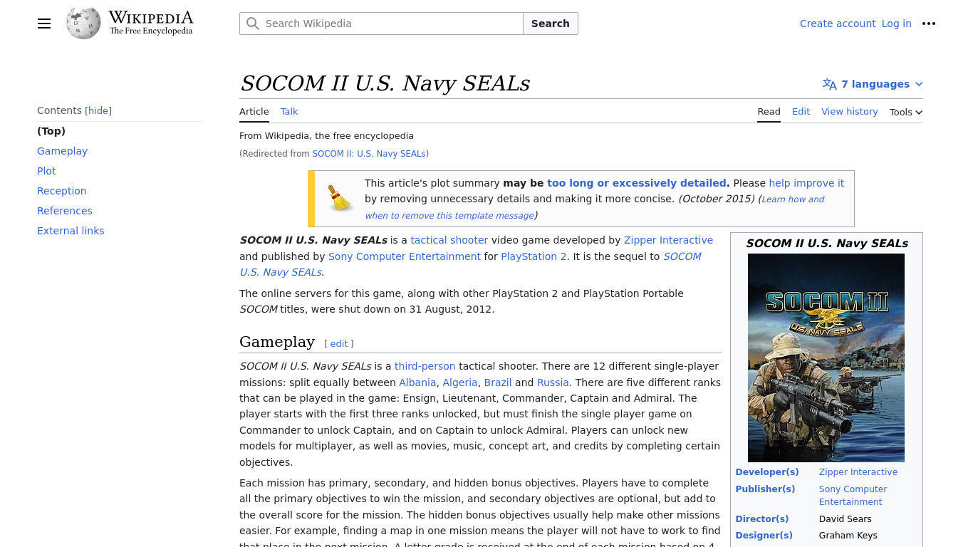 SOCOM II: U.S Navy SEALs Landing page