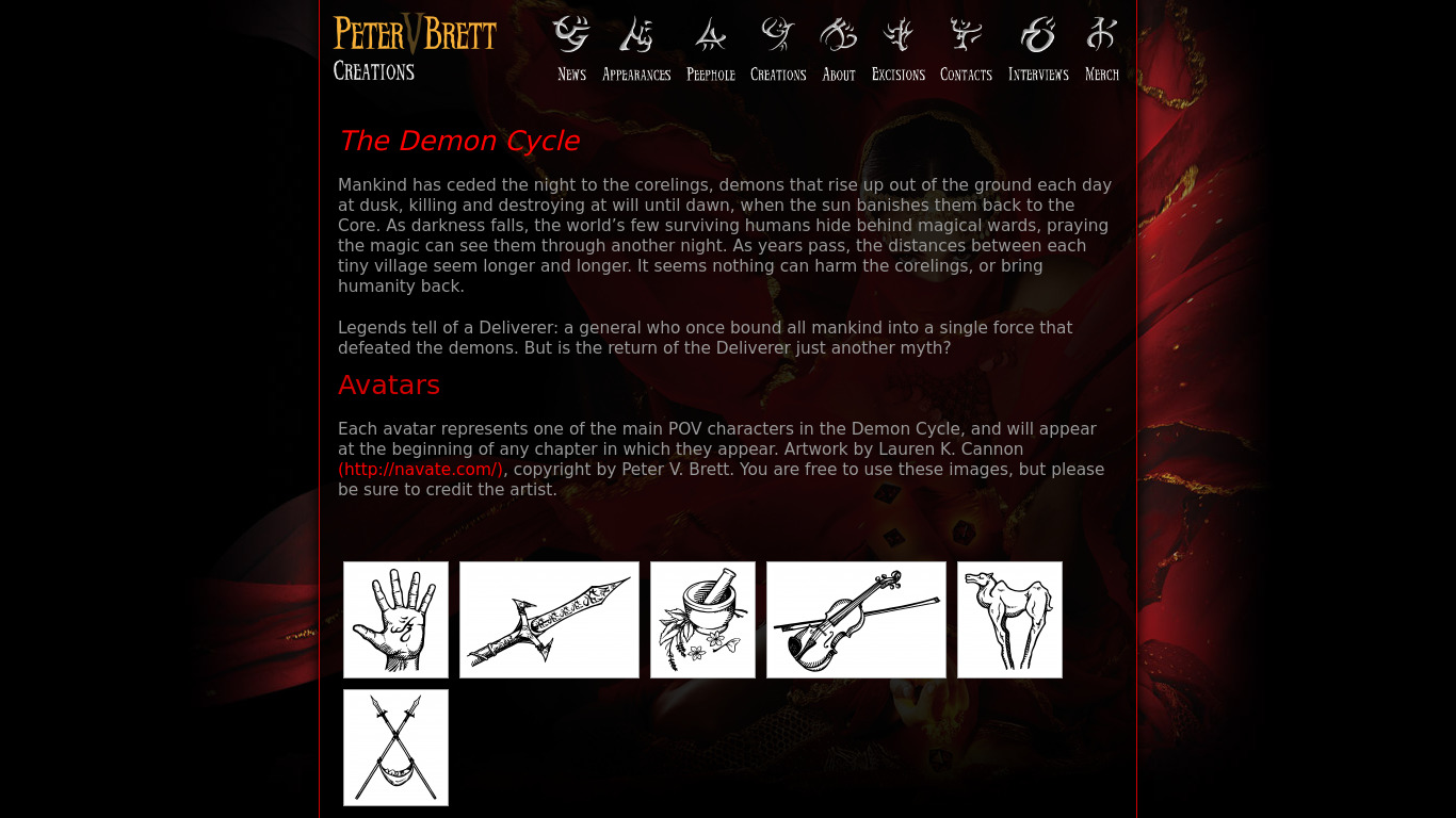 The Demon Cycle Landing page