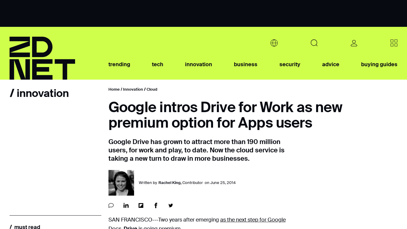 Google Drive for Work Landing page