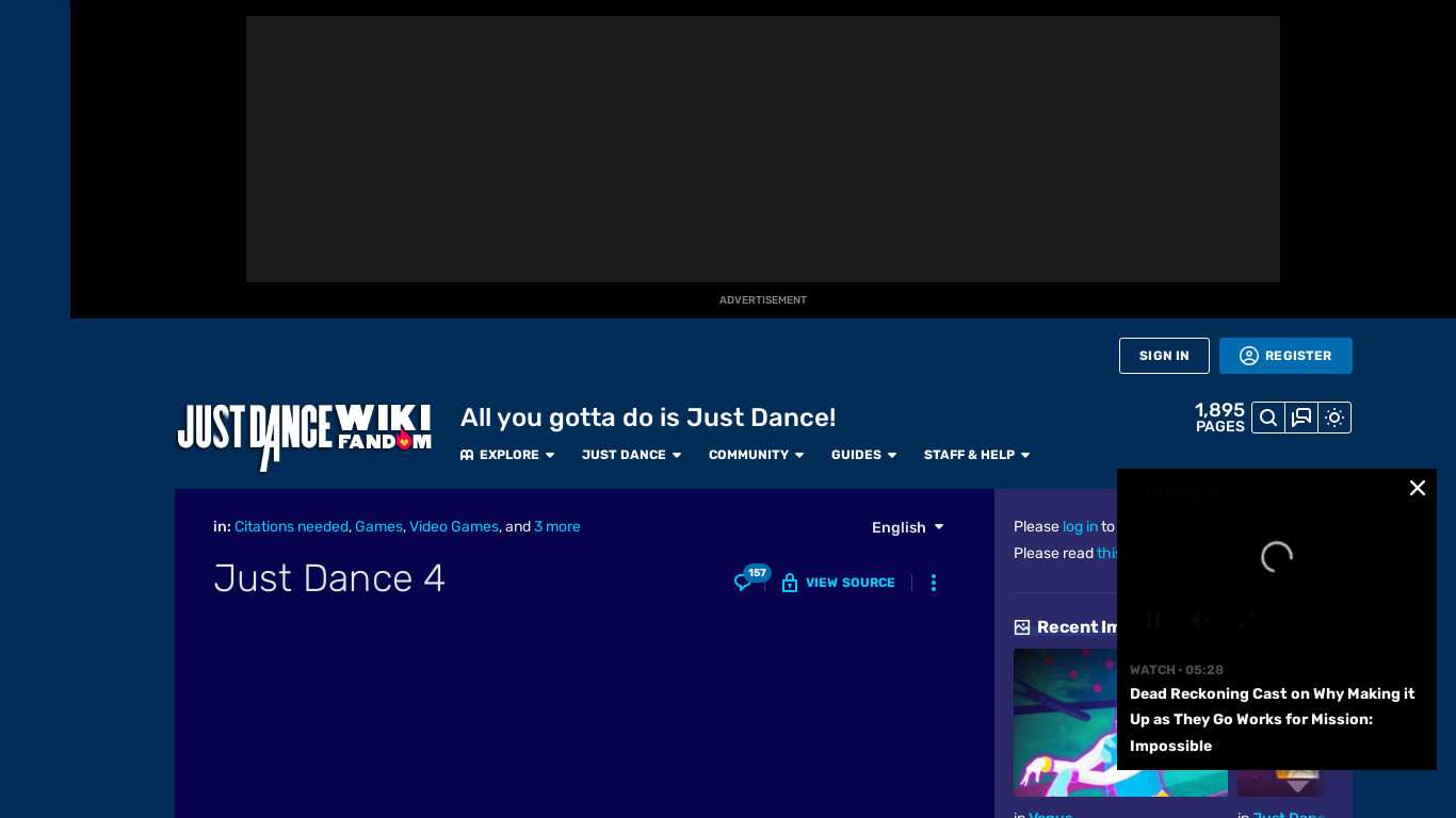 Just Dance 4 Landing page