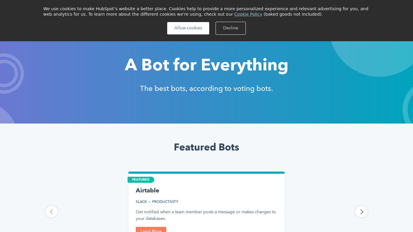 HubSpot Bot Directory Landing page