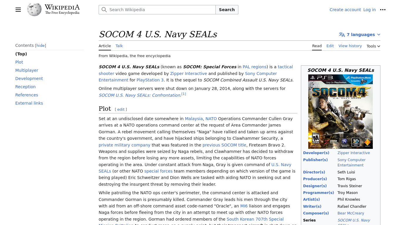 SOCOM 4: U.S. Navy SEALs Landing page