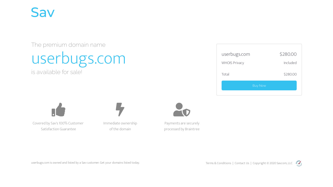 UserBugs Landing page