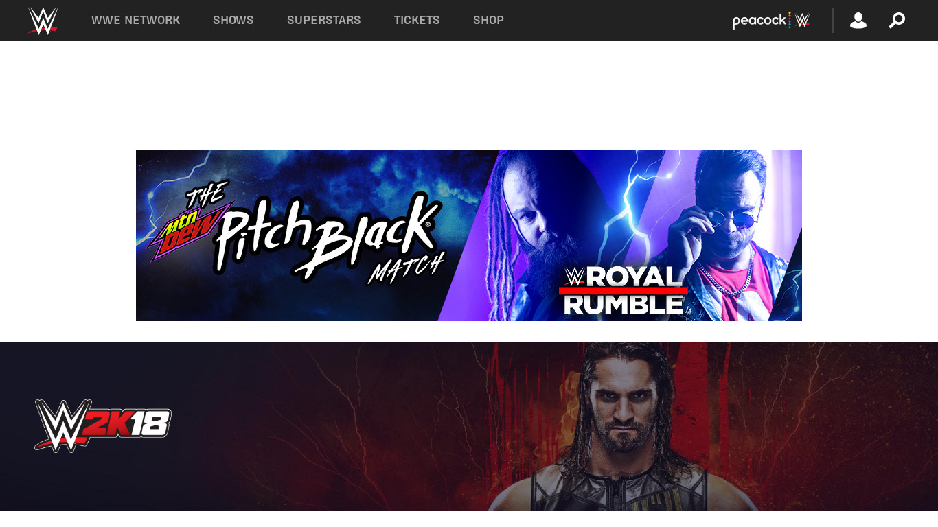 WWE 2K18 Landing page