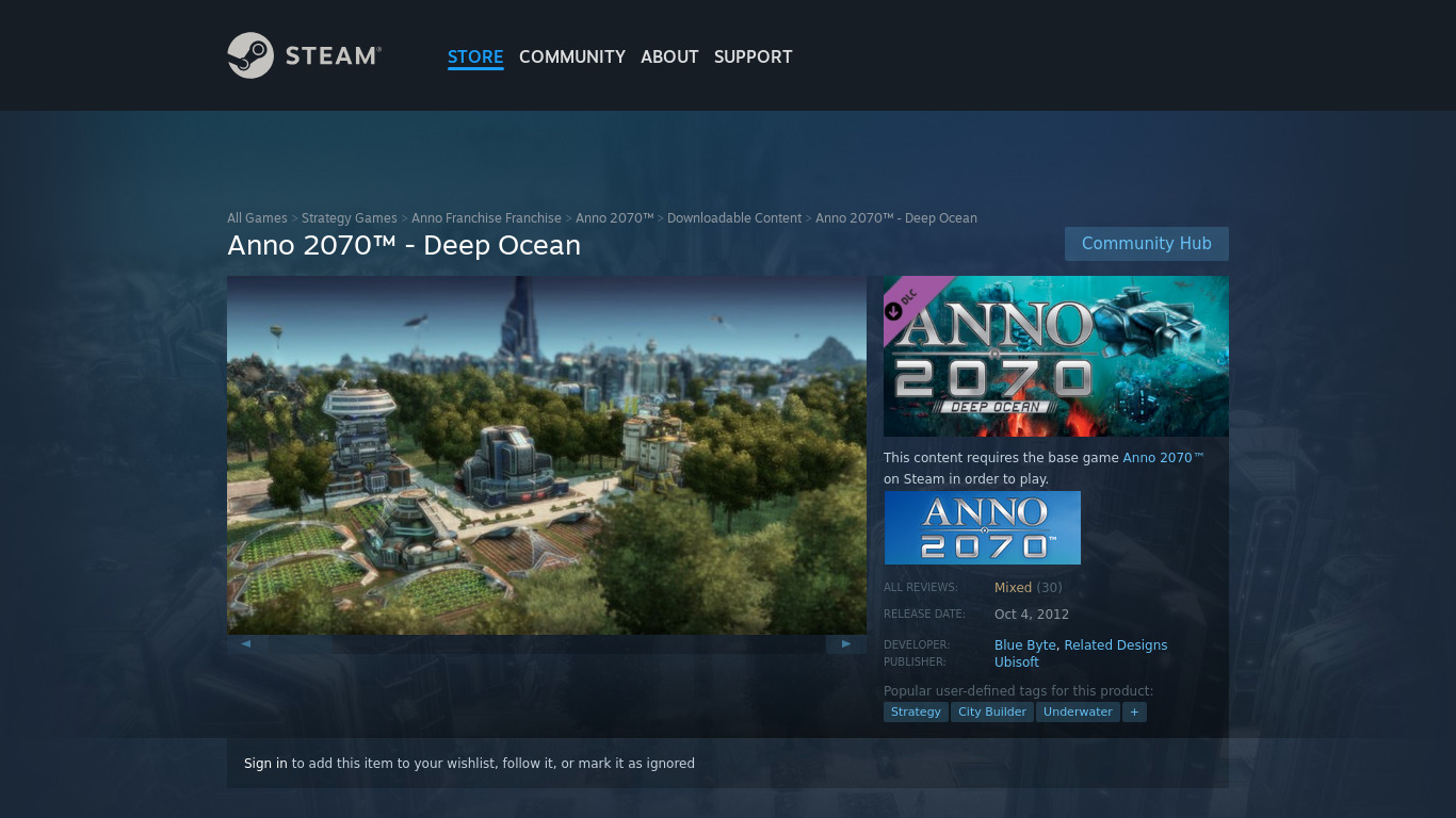 Anno 2070: Deep Ocean Landing page