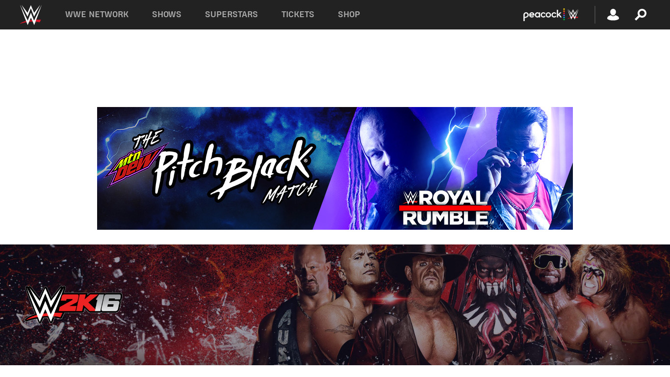 WWE 2K16 Landing page