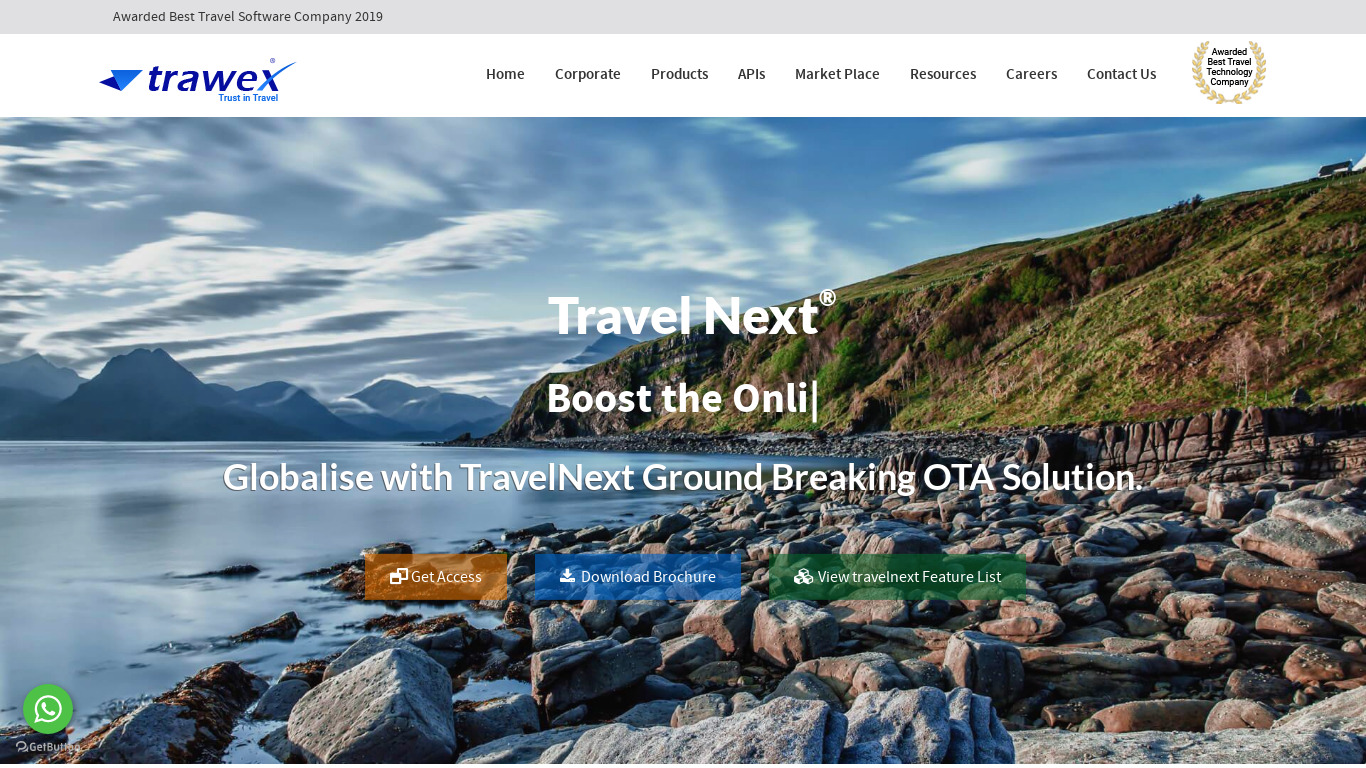 Travel Next Landing page