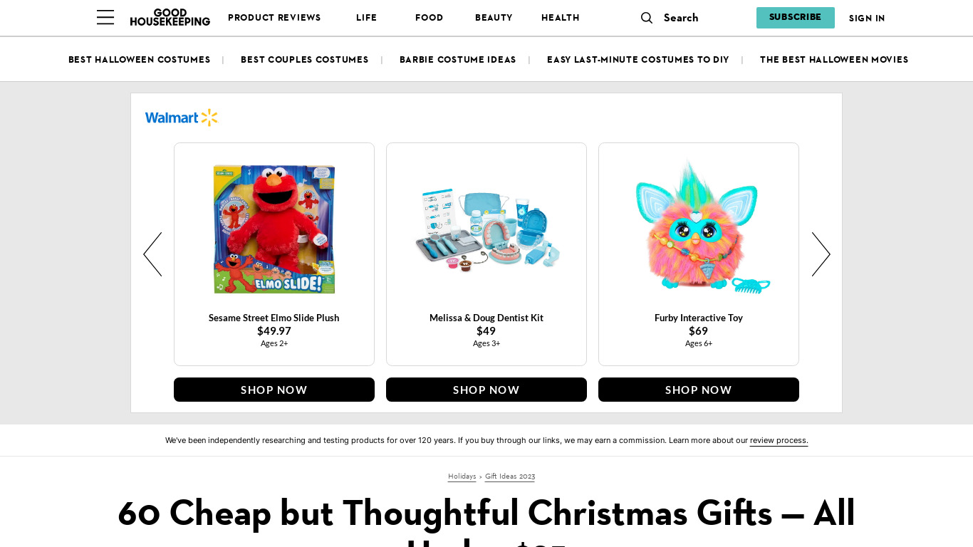 Christmas Gifts and Budget Landing page