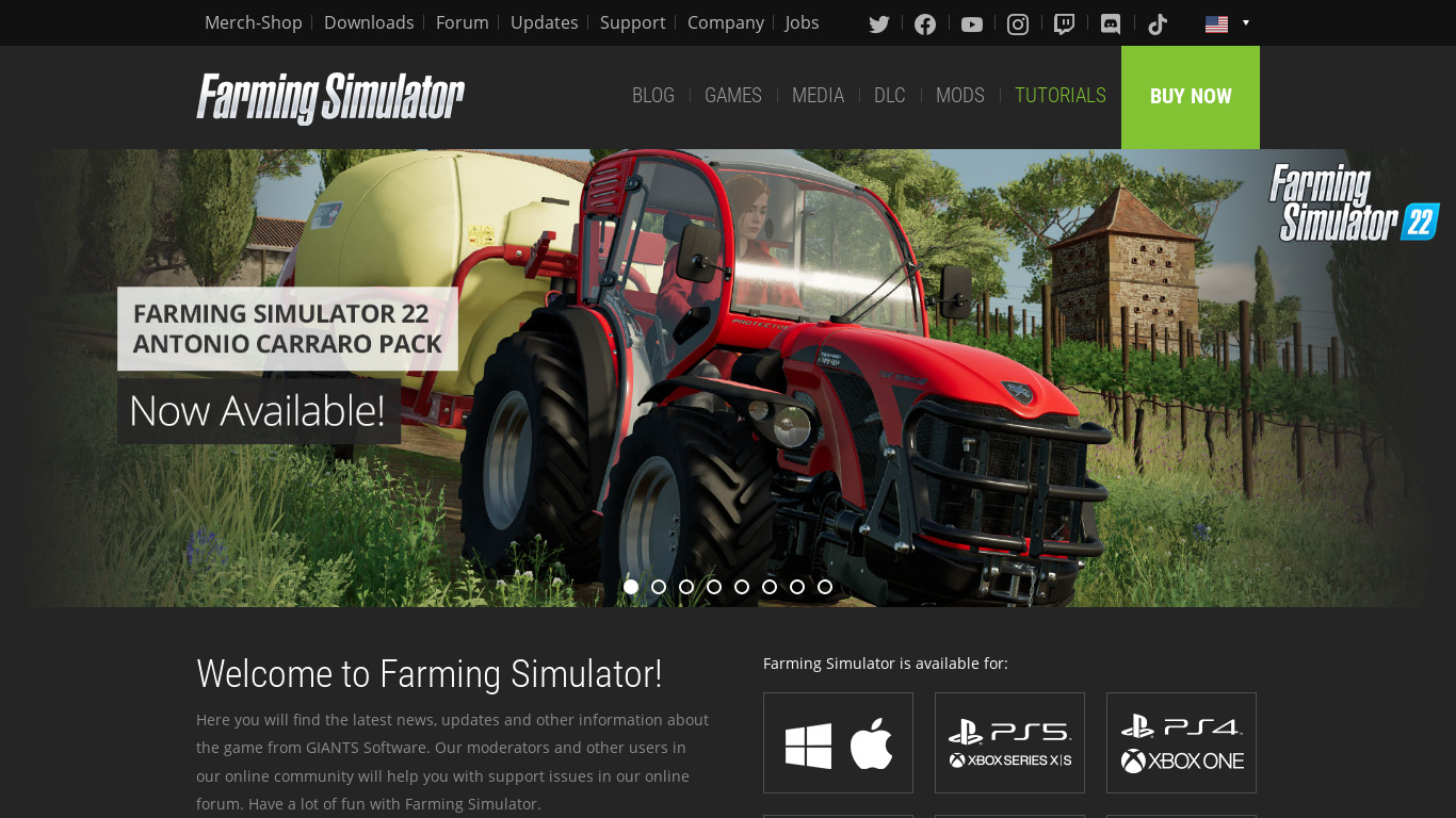 Farming Simulator Landing page