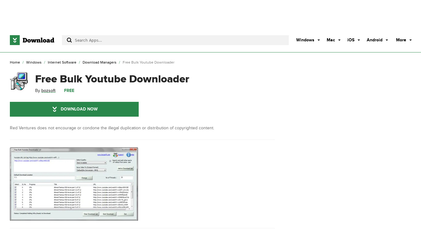Bulk YouTube video Downloader Landing page