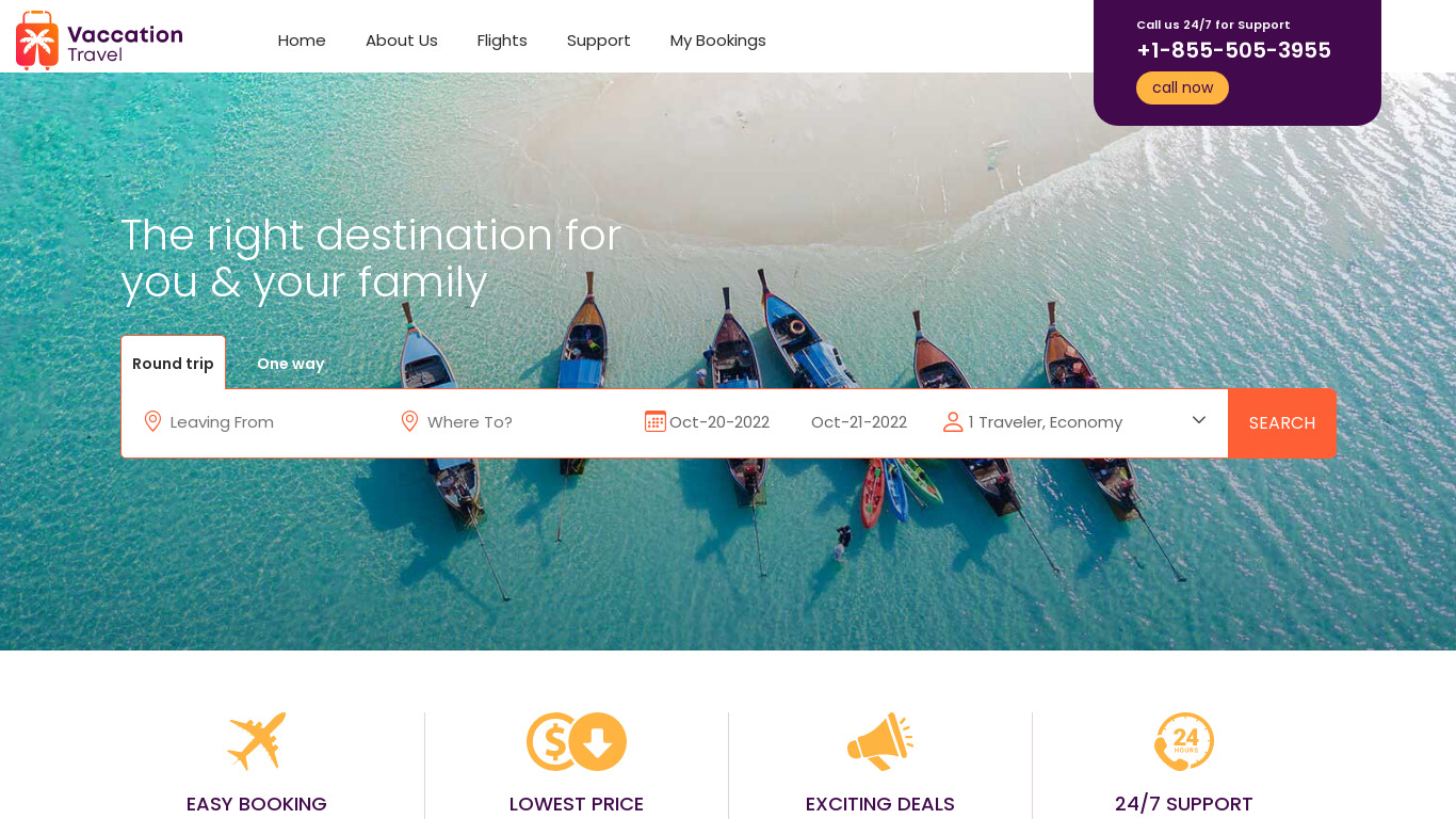 VaccationTravel Landing page