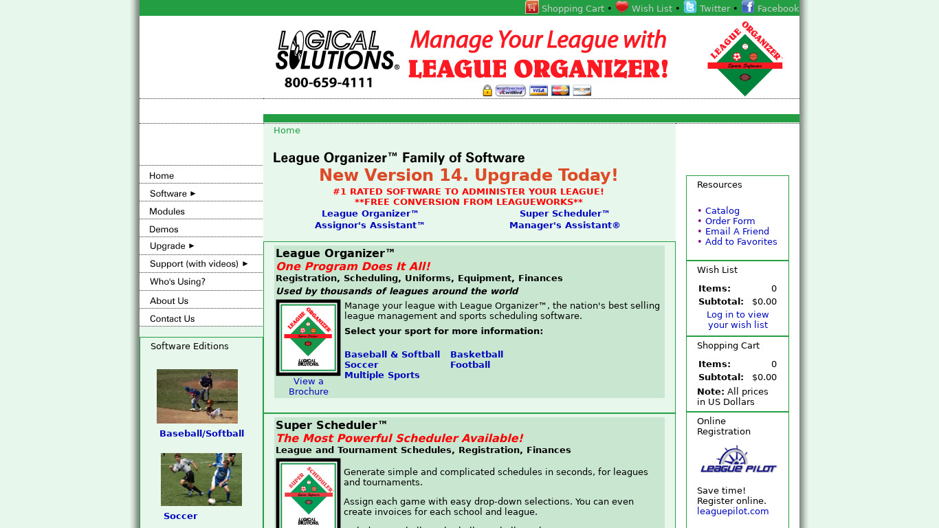 League Organizer Landing page